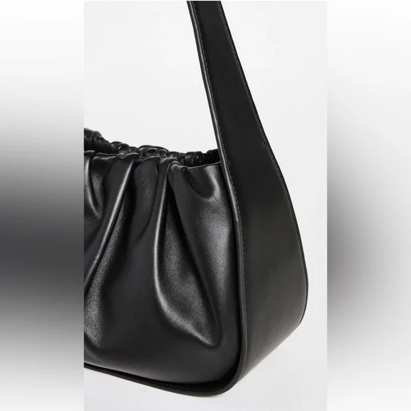 EUC Loeffler Randall Aris Gathered Ruched Petite Shoulder Bag Black Leather - Picture 14 of 15